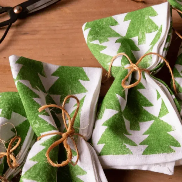 img of DIY Christmas napkin tutorial with Molly Mahon